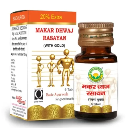 BASIC AYURVEDA Makar Dhwaj Rasayan with Gold 6 Tablets |