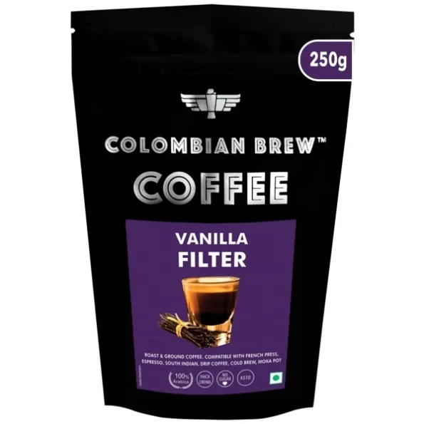 Colombian Brew Vanilla Filter Coffee Powder, Arabica Roast & Ground, 250g, Herbkart8t771J9f9NVsyL.webp, Herbkart8t771J9f9NVsyL