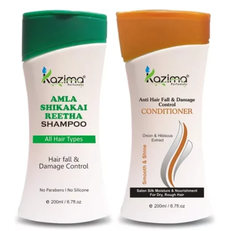KAZIMA Amla Shikakai Reetha Shampoo + Anti Hair Fall & Damage Control Conditioner, 200 ml