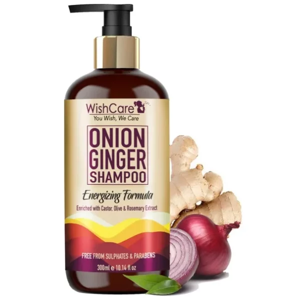 WishCare Onion Ginger Shampoo - Onion Shampoo - 300 Ml available on Herbkart