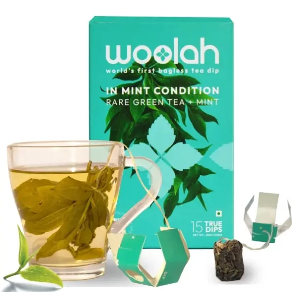 Woolah Rare Assam Green Tea with Mint, Organic BAGLESS Tea Dip (15 Dips /30 Cups), Herbkart8t7712Qs9INY6L.webp, Herbkart8t7712Qs9INY6L