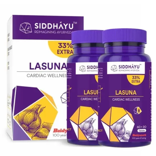 Siddhayu Lasuna Garlic Tablet | Cardiac Wellness | Improves Digestion | Balance Cholesterol Levels | 60 + 20 Tablets - Pack of 1, Herbkart8t761Vuhpqiu7L.webp, Herbkart8t761Vuhpqiu7L