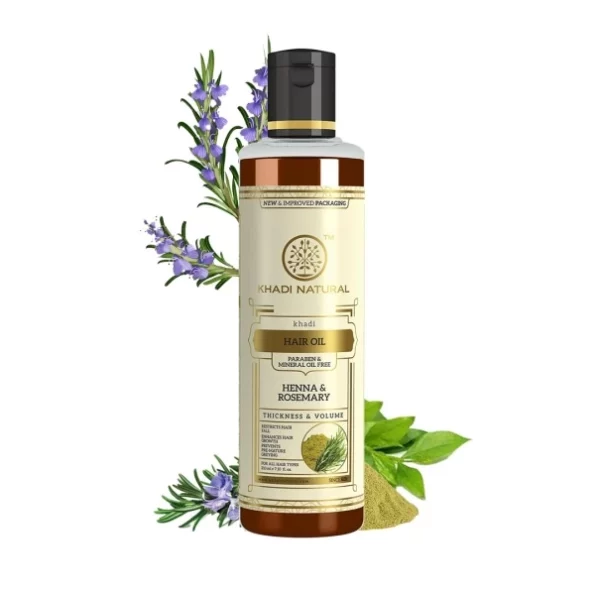 Khadi Natural Rosemary & Henna Hair Oil, Natural Oil, 210ml available on Herbkart