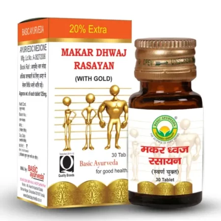 BASIC AYURVEDA Makar Dhwaj Rasayan with Gold 30 Tablets |
