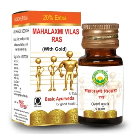 BASIC AYURVEDA Mahalaxmi Vilas Ras With Gold 6 Tablets | Ayurvedic Supplements For Cold & Cough | A Powerful Blend Of Natural Ingredients Extra Strength Formula