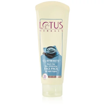 Lotus Herbals Claywhite Black Clay Face Pack | Detans Skin & Unclogs Pores | 60g (Pack of 1)