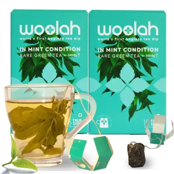 Woolah Rare Assam Green Tea with Mint, Organic BAGLESS Tea Dip (2 Packs = 30 Dips /60 Cups), Herbkart8t781TqJyeKX4L.webp, Herbkart8t781TqJyeKX4L