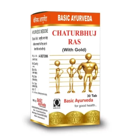 BASIC AYURVEDA Chaturbhuj Ras with Gold 30 Tablets | Ayurvedic Supplements for Good Health |