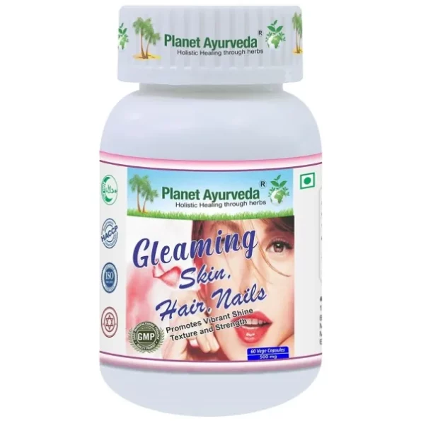 Planet Ayurveda Gleaming Skin Hair Nails Capsules - 60 Capsules | Helpful in Acne, Psoriasis, Eczema & Blemishes, Herbkart8t761DFOgGRGNL.webp, Herbkart8t761DFOgGRGNL