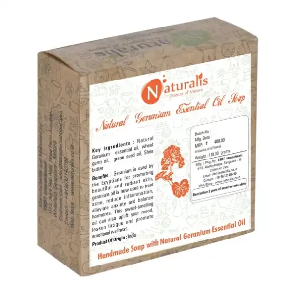 Naturalis Handmade Soap With Natural Geranium Essential Oil- Antiacne & Radiant Skin- 110 GM, Herbkart8t771p4XWZae5L.webp, Herbkart8t771p4XWZae5L