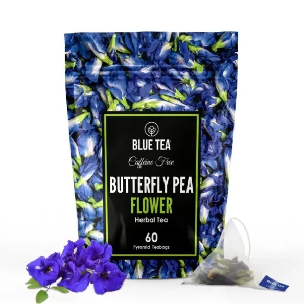 BLUE TEA - Dried Butterfly Pea Flower - 60 Pyramid Green Tea Bags (120 Cups Approx), Herbkart8t781-Y0RnEbxL.webp, Herbkart8t781