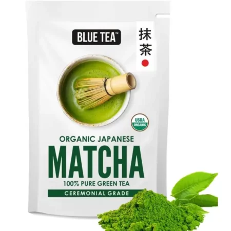 BLUE TEA - Japanese Matcha Green Tea Powder - 50g-50 Cups || GIFTING DELIGHT || Ceremonial Grade - Flavorful Fusion | Non-GMO - Vegan - Gluten Free | Featured In Shark Tank | Tin Packaging
