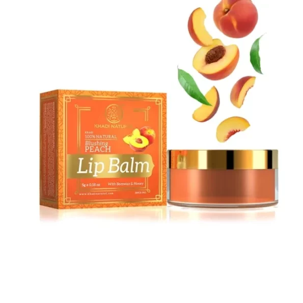 Khadi Natural Peach Lip Balm with Beeswax and Shea Butter Natural Lip Balm 5gm available on Herbkart