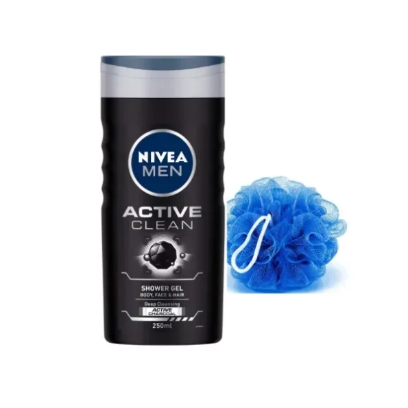 NIVEA Men Active Clean Shower Gel, 250ml With Free Loofah, Herbkart8t751wTmES8xTL.webp,