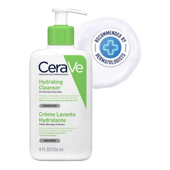 CeraVe Hydrating Cleanser For Normal To Dry Skin (236ml) - Non-Foaming Face Wash with Hyaluronic Acid And Ceramides | Non-Comedogenic, Non-Irritating And Fragrance-Free Cleanser, Herbkart8t761pwYY8Hp7L.webp, Herbkart8t761pwYY8Hp7L