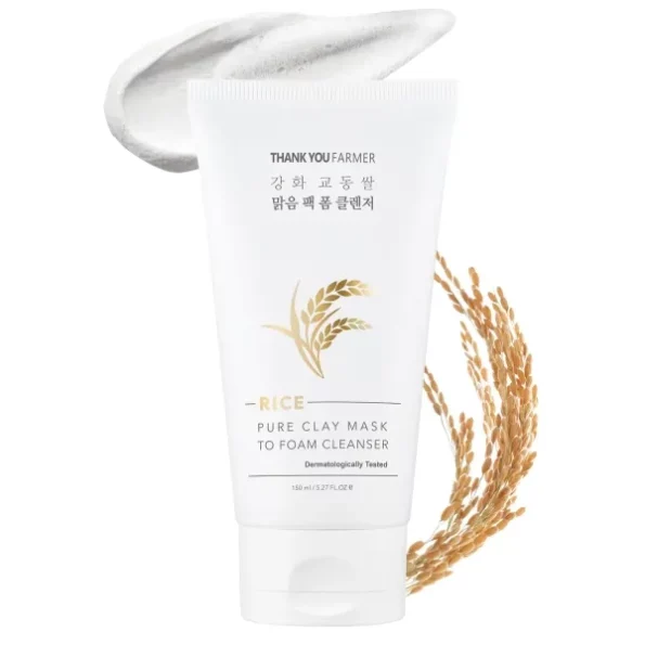 THANKYOU FARMER Rice Pure Clay Mask To Foam Cleanser (150 ml) available on Herbkart