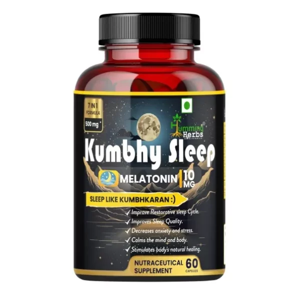Humming Herbs Kumbhy Sleep | Melatonin 10mg | Chamomile, Passion Flower,Valerian Root | Sleeping Pills For Men and Women | Non-Habit Forming Sleep Supplements - 60 Capsules, Herbkart8t781DWGQIXZ2L.webp, Herbkart8t781DWGQIXZ2L