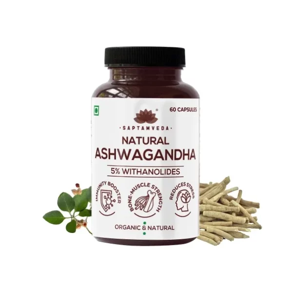 SAPTAMVEDA Natural Ashwagandha Capsules (60 Capsules) available on Herbkart