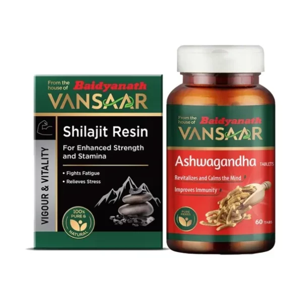 Baidyanath Vansaar Supercharge Pack - Shilajit/Shilajeet Resin (15 gm) available on Herbkart