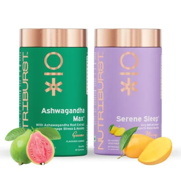 Nutriburst Total Rela- Combo: Ashwagandha Ma- 500Mg Gummies For Stress & Anxiety Relief & Serene Sleep 5Mg Melatonin Gummies For Deep Sleep- 60, Herbkart8t751e1jEl7vSL.webp, Herbkart8t751e1jEl7vSL