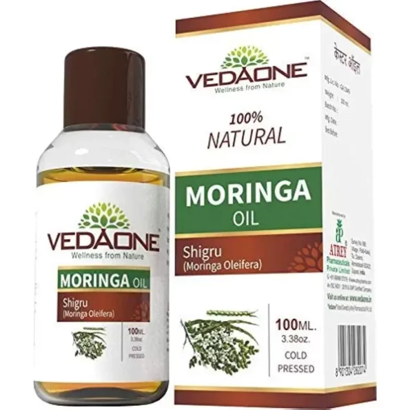 VEDAONE Moringa Oil 100 ml Cold Pressed Natural Undiluted for Hair Growth and Skin Care () available on Herbkart