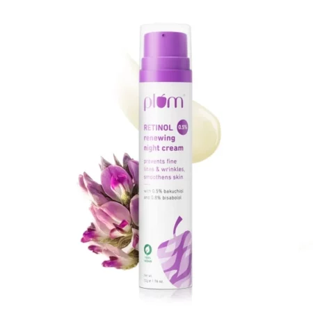 Plum 0.5% Retinol Renewing Night Cream | Prevents Fine Lines & Wrinkles | Smoothens Skin | Boosts Collagen | With Bakuchiol & Bisabolol | 100% Vegan | 50 gm