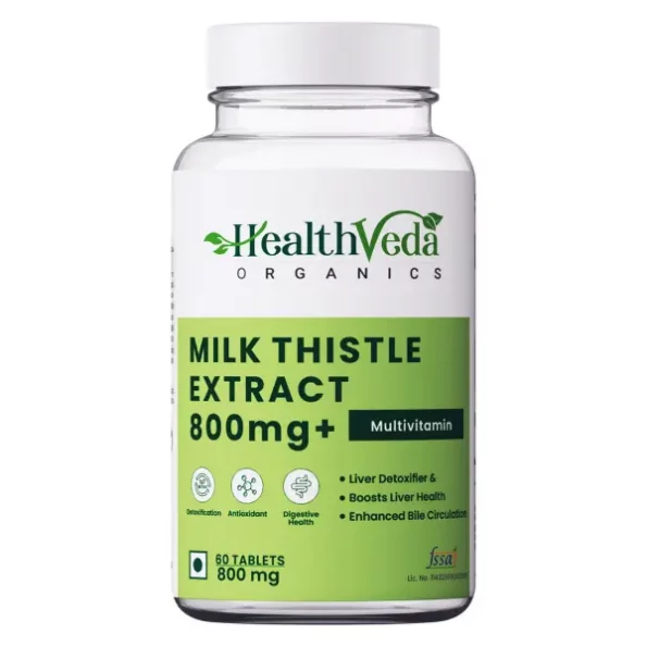 Health Veda Organics Milk Thistle for Liver Support & Liver Detox, 60 Veg Tablets, MilkThistle-60Tab-1.webp, MilkThistle 60Tab 1