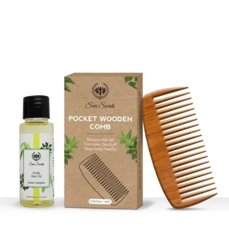 Seer Secrets Pocket Neem Wooden Comb for Hair Fall, Hair Growth, Dandruff Control | Frizz Control | For Men and Women - 1 Unit