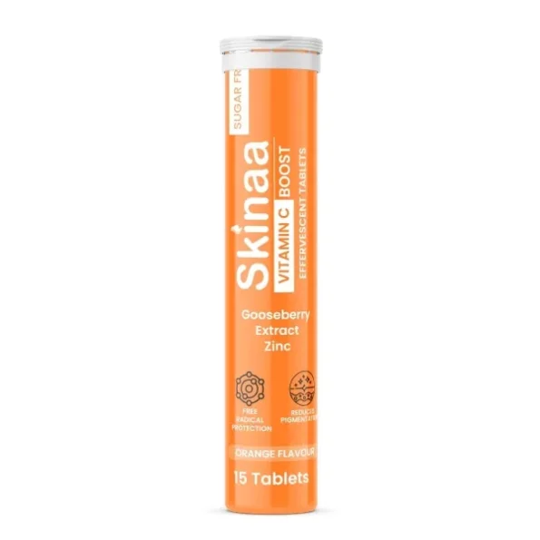 Skinaa Vitamin C with Zinc Effervescent Orange Flavour, Multivitamin Tablets (15 Tabs) available on Herbkart