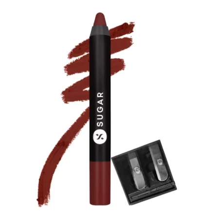 SUGAR Cosmetics Matte as Hell Crayon Lipsticks for Women | Lasts Up To 8+ Hours | Lip Crayon with Sharpener | 2.8gm - 36 Veronica Mars