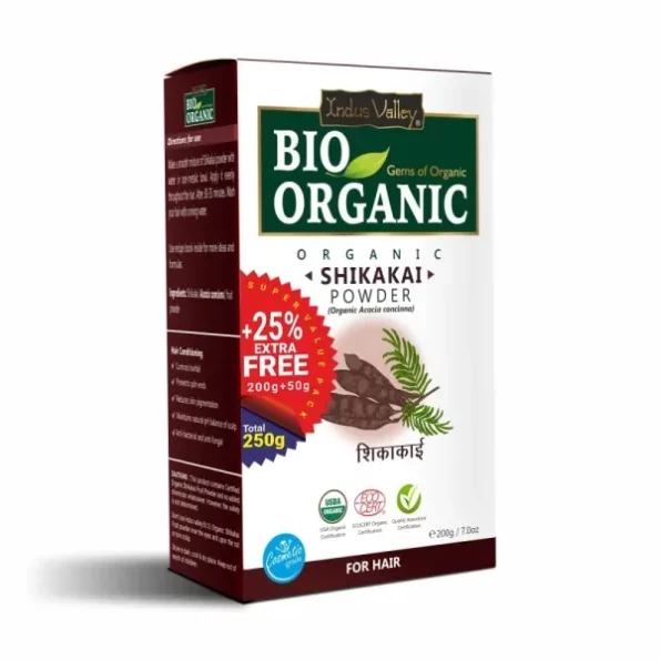 INDUS VALLEY Bio Organic Organic Shikakai Powder Acacia concinna for Hair Care - 250gm available on Herbkart