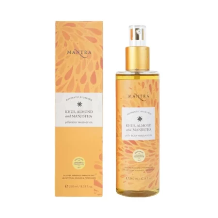 Mantra Herbal Khus and Almond Body Massage Oil - 250 ml | Nourishing and Relaxing Ayurvedic Body Oil