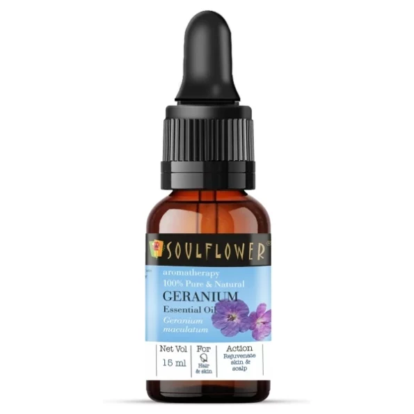 Soulflower Geranium Essential Oil, 15ml available on Herbkart