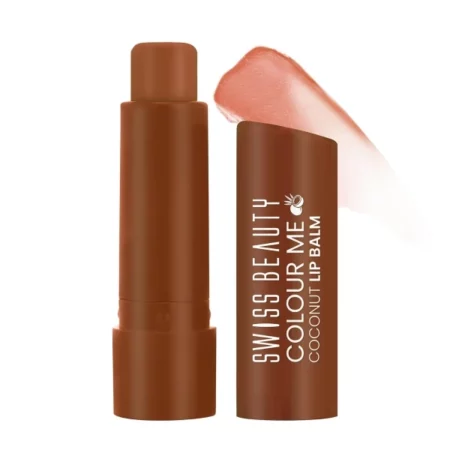 Swiss Beauty Colour Me Tinted Lip Balm with 12 Hours of Hydration | For Dry & Chapped Lips | With SPF 15, Shea Butter and Vitamin E | Long Lasting Glossy Finish Lip Balm | Shade - Coconut Blast, 4.5g