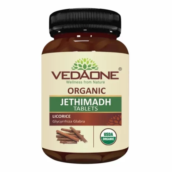 Vedaone Organic Jethimadh (Licorice) 750 mg – 60 Tablet () available on Herbkart