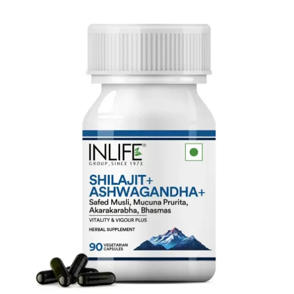 Inlife Vitality Plus Supplement Safed Musli, Shilajit, Mucuna Pruriens, Ashwagandha, 90 Vegetarian Capsules available on Herbkart