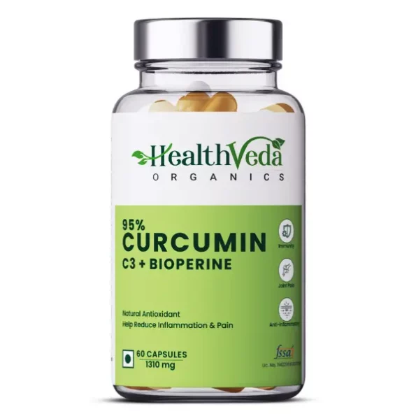 Health Veda Organics Curcumin C3 + Bioperine Supplements, 1310 Mg, 60 Veg Capsules, HVO-CurcuminwithBioperine-60Cap-1.webp, HVO CurcuminwithBioperine 60Cap 1