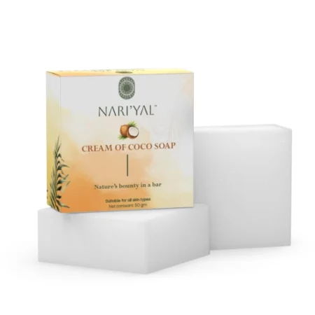 NARI'YAL CREAM OF COCO SOAP, Herbal Bathing Body Soap for Brightening & Glowing Skin, Natural Coconut Soap with Essential Oils, Suitable for All Skin Type