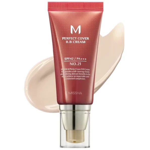 Missha M Perfect Cover BB Cream SPF42 PA+++ (No 21. Light Beige) 50 ml available on Herbkart