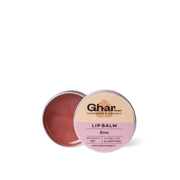 Ghar Soaps Rose Lip Balm for Dry Damaged & Chapped Lips Enriched with Shea Butter, Rose (5 gm) (Rose Flavor) available on Herbkart