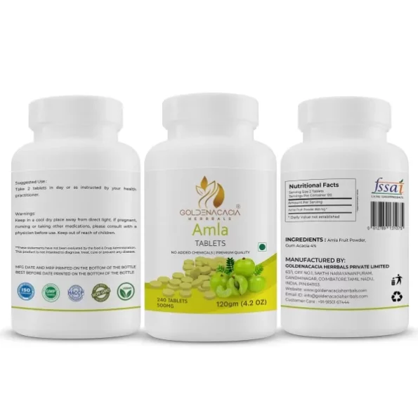 Goldenacacia Herrbals AMLA 500mg Tablets (120) available on Herbkart