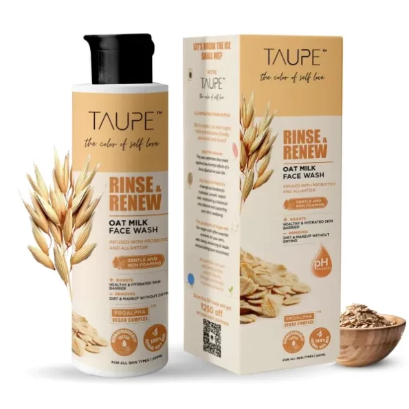 TAUPE Rinse & Renew 100% Natural Oat Milk Face Wash, 200ml available on Herbkart