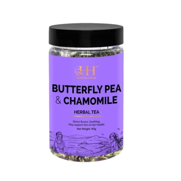 HEALTHY & HYGIENE 100% Natural Soothing and Calming Butterfly Pea & Chamomile Herbal Tea - Tisane, 40 Gram, Herbkart8t761MOIVf-nVL.webp, Herbkart8t761MOIVf nVL