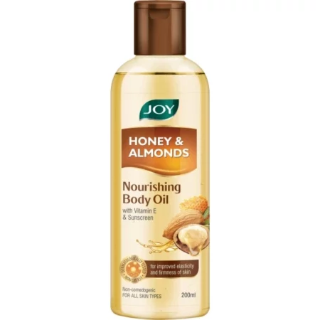 Joy Honey & Almonds Body Oil for Women & Men | Nourishing Body Oil with Vitamin E & Sunscreen for All Skin Types | Daily Use Body Massage Oil After Bath for Moisturizing Dry Skin | Non Sticky - 200ml