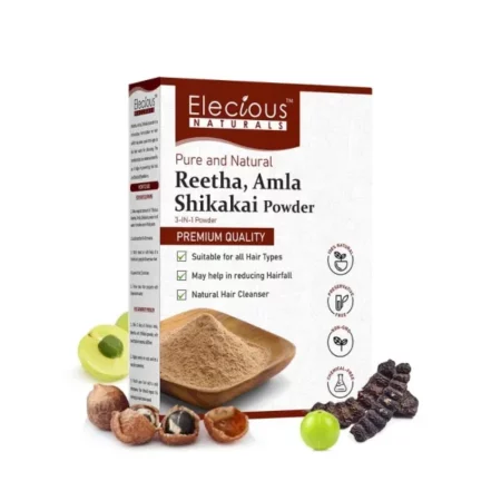 Elecious Pure Amla, Reetha, Shikakai Powder for Hair | Natural Hair Cleanser | 100% Natural, No Chemical or Preservative | SLS, Paraben-Free | Prevents Hairfall & Dandruff, Boost Hair growth