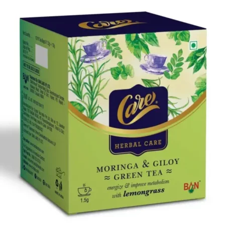 Care Moringa & Giloy Green Tea With Lemongrass | Pack of 1 Tea Bags | Desi Kahwa | All in one Natural and Herbal Flavour | Herbal Tea