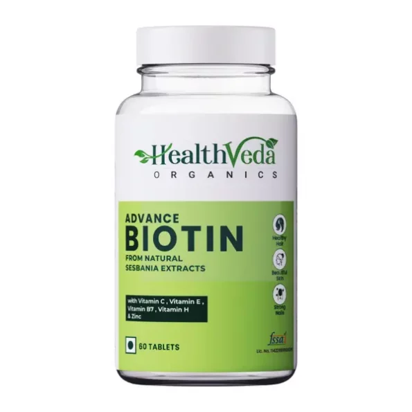 Health Veda Organics Advanced Biotin Tablets (60 Tablets), Biotin-60Tab-1.webp, Biotin 60Tab 1