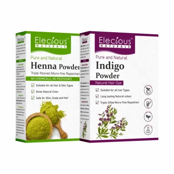 Elecious Naturals Indigo and Henna powder for Black Hair (200 grams each- Total 400 grams) | Natural Hair dye, Herbkart8t771OfxkHHDBL.webp,