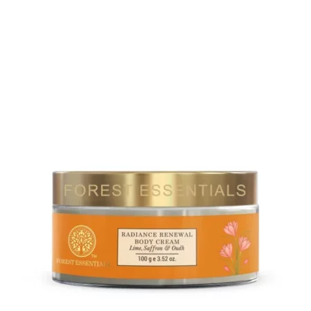 Forest Essentials Radiance Renewal Body Cream Lime Saffron Oudh | Ayurvedic Moisturising Body Cream for Dry Skin | Shea Butter & Oudh Essential Oil for Glowing Skin