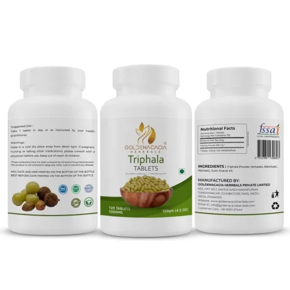 Goldenacacia Herrbals Triphala 1000mg Tablets(120) available on Herbkart